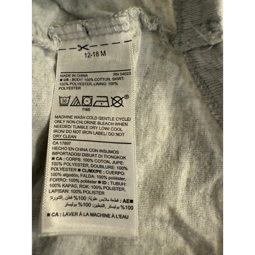 Baby Girls Old Navy Grey Cream Tutu Casual Dress 12-18 Months - Picture 4 of 5
